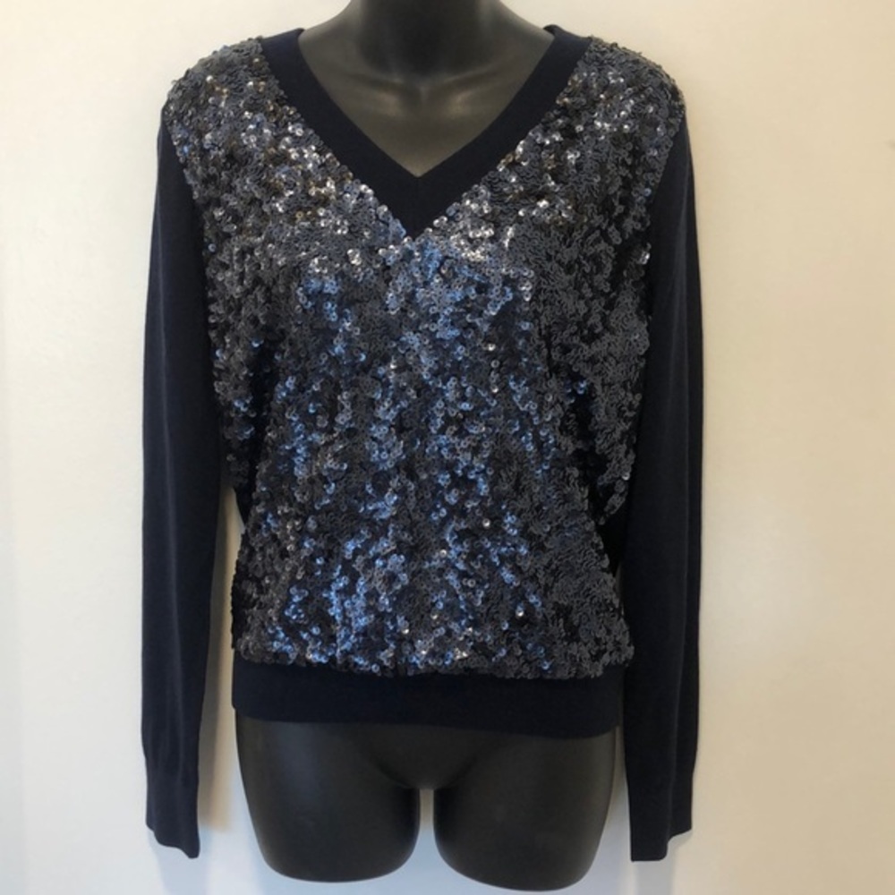 Magaschoni New York Navy Sequin Top Small